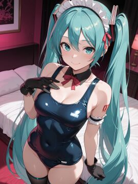 ai_generated bed condom dildo female happy hatsune_miku sexy