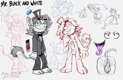 digital_drawing_(artwork) goblin goblin_male hairy_anus hairy_ass male male_only mr._black_and_white naked non-human original original_artwork original_character penis personification presenting presenting_hindquarters reference_sheet self_insert sketch_page skinny suit toony