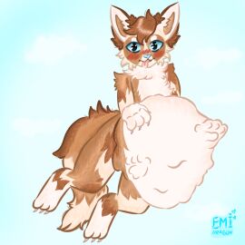 anthro belly big big_belly blue_eyes commission cute ears_up eating emiliadragon furry mawshot pawpads paws predator predator/prey reydragon vore vore_belly willing_pred willing_prey wolf ych ych_commission ych_result