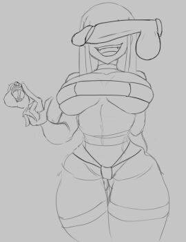 bondage breasts chastity chastity_cage chastity_device cock_ring cock_worship cuckold cuckolding female gina_valentine_(noodlensfw) greyscale large_breasts large_penis male noodlensfw penis penis_size_difference size_comparison sketch small_bikini small_penis_humiliation smile sph teasing teasing_penis thick_thighs