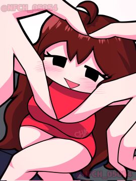 1girls 2022 auburn_hair breasts female female_only fnf friday_night_funkin girlfriend_(friday_night_funkin) heart_gesture nfch_05054 thighs