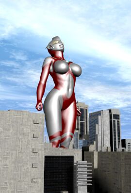 3d 3d_(artwork) alien alien_girl alien_humanoid breasts building buildings city city_background female large_breasts original original_character thick_thighs ultraman_(franchise) ultrawoman zoo_(artist)