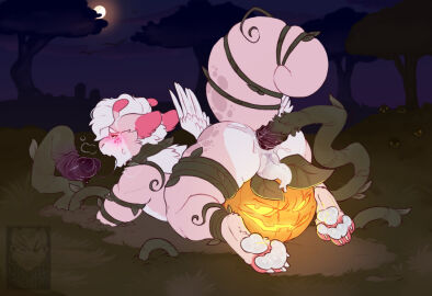 anal anal_sex anthro anus ass big_ass big_butt detailed_background elemental_creature femboy flora_fauna food fruit fur genitals haunted jack-o'-lantern male mammal night open_mouth penetration penile penile_penetration penis penis_in_ass penis_tentacles pink_body pink_fur plant prehensile_penis pumpkin rear_view restrained restrained_by_tentacles sinisterheaven solo tentacle tentacle_in_ass tentacle_penetration thick_thighs vine_bondage vine_tentacles