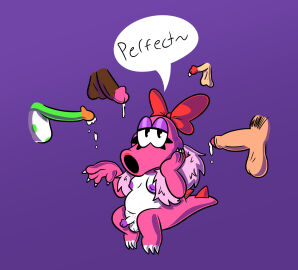 anthro areola balls bedroom_eyes big_penis birdo birdo_(character) bodily_fluids bow_ribbon breasts brown_body claws dialogue dinosaur dripping english_text erection eyelashes eyeshadow fur_collar futa/male futanari genital_fluids genitals green_body group hi_res human human_on_anthro imminent_gangbang imminent_group_sex imminent_sex intersex intersex/male interspecies lipstick makeup male mammal mario_bros narrowed_eyes nintendo nipples nude nude_anthro nude_futa penis pink_body precum precum_drip pubes purple_background raunchyshspittle reptile scalie seductive simple_background slightly_chubby slightly_chubby_anthro slightly_chubby_futa slightly_chubby_intersex small_breasts small_penis speech_bubble spiked_tail spikes spikes_(anatomy) tail text trans_(lore) trans_woman_(lore) yoshi