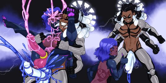 2boys arm_grab ass balls black_hair breasts busty_male cat_feet cock_ring colored_cum commission commission_art cum cum_drip cum_in_ass cum_inside cum_on_body cum_on_breasts cum_on_face cum_on_self cum_while_penetrated cumshot cyborg dark-skinned_femboy dark-skinned_male dark_skin diceyboi diphallia diphallism domination dreadlocks ejaculation femboy gay glowing_genitalia glowing_penis grin horsecock huge_cock hung_trap legs_held_open lipstick male male_with_breasts mechanical mechanical_arm mechanical_leg metallic_body multi_arm multi_genitalia multi_limb multi_penis nipple_piercing nipples orgasm penetration penis piercing piercings precum pubic_tattoo purple_hair reverse_stand_and_carry_position reverse_suspended_congress self_upload shades smile spades_(galivantknight) spread_legs tattoo thumbs_up two-tone_hair white_hair yaoi