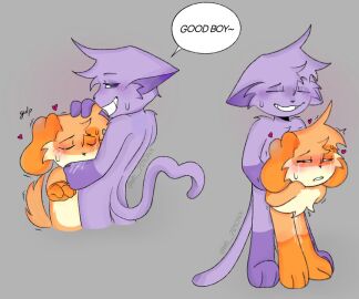 anthro blush catnap_(poppy_playtime) dogday_(poppy_playtime) duo fellatio fur male male/male mob_entertainment oral orange_body orange_fur penile poppy_playtime purple_body purple_fur sex smiling_critters unknown_artist