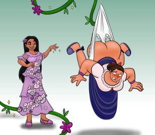 2girls ass bloomers disney embarrassed encanto female hanging_wedgie incest isabela_madrigal latina luisa_madrigal serafim6394 vines wedgie wedgie_fetish