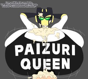 breasts breasts_bigger_than_head cleavage clothed cum female gremlingrounded hyper_breasts no_bra original paizuri paizuri_under_clothes revealing_clothes robot robot_girl sideboob teasing text