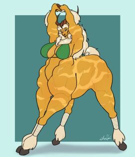 absurd_res ass big_breasts blonde_hair breasts breath_of_the_wild closed_eyes clothing digital_drawing_(artwork) digital_media_(artwork) equid equine felid feline female female_only fur gremlinchalk hair hi_res holding_melee_weapon holding_weapon hooves horn horns horse large_ass large_breasts lion lynel mammal muscular muscular_female nintendo pantherine scar scared scars scars_all_over simple_background solo stretching striped_body stripes taur tears_of_the_kingdom the_legend_of_zelda topwear wide_hips wraps yellow_body yellow_fur