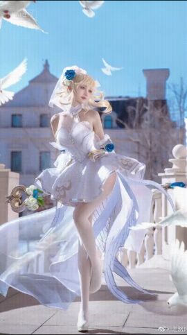 1girls 2boys ai_generated animated blonde_hair crying dark-skinned_male grabbing high_heels kneeling league_of_legends light-skinned_female luxanna_crownguard wedding_dress white_legwear