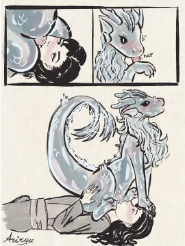 absurd_res animal_genitalia animal_penis ariryu blush bodily_fluids body_blush cetacean_genitalia cetacean_penis clothing dragon duo eastern_dragon erection erection_under_clothing facesitting fellatio female feral genital_slit genitals glistening glistening_body hair hair_grab heart_pupils hi_res horn human human_on_feral interspecies male male/male mammal mythological_creature mythological_scalie mythology oral penile penis pussy raised_tail scales scalie sex sitting_on_another slit_play tail tail_motion tail_tuft tailwag tapering_penis tongue touching_hair translucent translucent_body tuft vulva_blush zoophilia