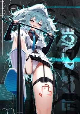 1girls blue_eyes blue_hair bondage female florence_(girls'_frontline_nc) girls'_frontline girls'_frontline_neural_cloud heart-shaped_pupils kiari_art leash leash_pull leashed_pov light_skin pa-15_(girls'_frontline) pale_skin panties tagme