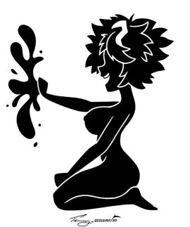 1girls black_and_white female mina_ashido my_hero_academia silhouette solo timmy22222001