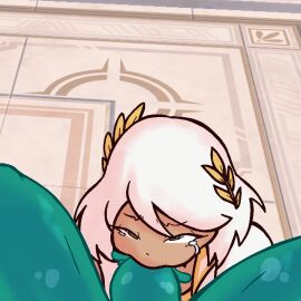 aphrodite_(fortnite) beauty_mark big_dick big_penis blowjob brown_eyes dark-skinned_female dark_skin diddlesdoodles female fortnite fortnite:_battle_royale male penis poseidon_(fortnite) pov pov_eye_contact pov_male slime_man slime_monster tanned_female tanned_skin tears white_hair