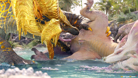 16:9 1boy 1boy1girl 1girls 3d anal bodily_fluids bubble capcom digital_media_(artwork) drooling duo elder_dragon female feral feral_on_feral hi_res kulve_taroth leaking_pussy leg_grab leviathan_(mh) lying male male/female male_kulve_taroth mizutsune monster_hunter nargaflex on_back oral pussy rimming saliva sex tagme water widescreen