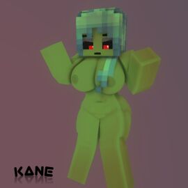 1girls 3d aimee_(kaneefox) breasts erect_nipples female green_body green_hair horny_female kaneefox looking_at_viewer mine-imator minecraft monster_girl nipples nude nude_female outside pussy red_eyes tagme wet_pussy zombie_girl