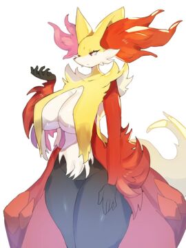 anthro anthro_only baburusushi big_breasts breasts canine delphox female fox furry pokemon pokemon_(species) pokemon_xy pokémon_(species) tagme tall_female thick_thighs