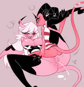 2demons 2girls barbie_wire breasts breasts_out color cowgirl_tribadism demon demon_girl demon_horns demon_tail demon_wings demoness demons female female/female female_only helluva_boss helluva_venti imp lesbian_sex multiple_females multiple_girls pussy pussy_on_pussy pussy_to_pussy shaved_pussy spread_legs succubus succubus_horns succubus_tail succubus_wings tribadism vaginal_fluids verosika_mayday verosika_mayday_(helluva_boss) yuri