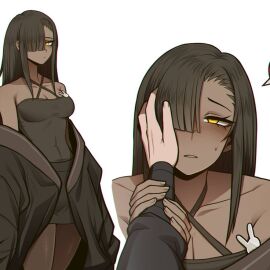 1girls black_body dark_skin elandia female questionable_consent yellow_eyes