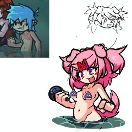 13th_friday_night:_funk_blood 1boy 1girls 2girls boyfriend_(friday_night_funkin) censored dog_ears dog_girl dog_tail doki_doki_literature_club doki_doki_takeover female friday_night_funkin girlfriend_(friday_night_funkin) male natsuki_(doki_doki_literature_club) shishi760 skinny_dipping skinnydip_boyfriend skinnydip_girlfriend solo_focus tagme water