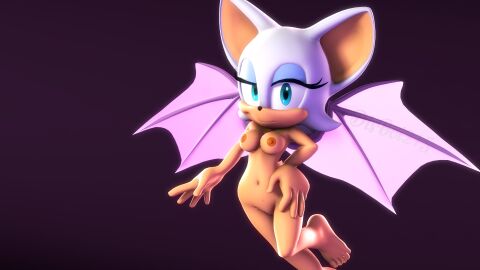3d 3d_model 4k bat bat_girl bedroom_eyes big_eyes blue_eyes disboi215 female flying furry highres looking_at_viewer mobian mobian_(species) mobian_bat naked naked_female rouge_the_bat sega sfm simple_background smile sonic_(series) sonic_adventure_2 sonic_the_hedgehog_(series) source_filmmaker watermark white_fur white_head