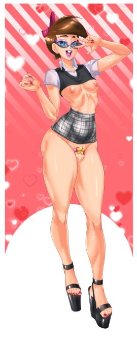 1femboy black_platform_heels black_sweater_vest blue_eyes breasts brown_hair buckteeth chastity_cage chastity_device creative_chastity crop_top cropped_shirt cum_leaking female femboy femboy_only feminine_body feminine_male feminine_pose flat_chest girly glasses hormone_breasts hourglass_figure light-skinned_femboy light_skin lipstick long_fingernails male miniskirt nail_polish nerd nipples_visible painted_fingernails painted_nails painted_toenails penis penis_cage pink_nails platform_heels plump_ass purple_eyeshadow purple_glasses purple_lipstick red_cap short_skirt skirt small_breasts small_penis smooth_skin suiren_ciao the_fairly_oddparents thick_thighs thin_waist timmy_turner tomgirl tootie tootie_(cosplay) trap v_sign wedge_heels white_plaid_skirt white_shirt white_shirt_collar