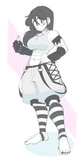 1girls abs athletic athletic_female barefoot breast_outline breasts clothed clothed_female female female_focus female_only fingerless_gloves fully_clothed humanoid marie_(tag-a-long) mime mime_girl mostly_clothed mouthless mouthless_female muscles muscular_female noseless original original_art original_artwork original_character solo solo_female tag-a-long