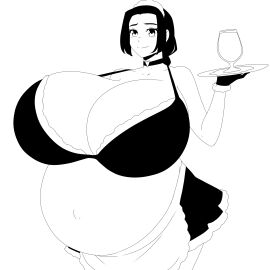 bikini_maid bikini_top breasts choker dressed female huge_breasts hyper_belly maid pregnant skirt solo_female uniform zdemian