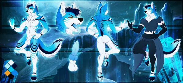 4_toes 5_fingers abstract_background alpha_channel andradopts animal_genitalia animal_penis anthro arm_markings arm_tuft arms_bent armwear back_markings balls bangle bent_leg black_armwear black_body black_bottomwear black_claws black_clothing black_elbow_gloves black_fur black_gloves black_hair black_handwear black_leggings black_legwear black_markings black_nose black_stripes blue_body blue_bottomwear blue_clothing blue_fur blue_pawpads blue_penis blue_stripes blue_toes blue_tongue blue_topwear bodily_fluids border bottomwear canid canine canine_genitalia canine_penis canis cheek_tuft claws clothed clothed_anthro clothed_male clothing color_swatch countershade_arms countershade_face countershade_legs countershade_tail countershade_torso countershading dagger digital_media_(artwork) elbow_gloves elbow_tuft elemental_manipulation erection eyebrows facial_markings facial_tuft feet finger_claws fingers foot_markings front_view fully_sheathed fur genitals gloves hair hand_on_hip handwear head_markings head_tuft hi_res highlights_(coloring) humanoid_hands ice_manipulation jewelry knot leg_markings leggings legwear looking_at_viewer male male_anthro mammal markings melee_weapon model_sheet multiple_angles multiple_poses muscular muscular_anthro muscular_male nude nude_anthro nude_male open_mouth orion_(crimsir) outline pawpads penis pose rear_view ring_(marking) ruff saliva sheath shoulder_markings signature solo striped_arms striped_back striped_body striped_fur striped_legs stripes tail tail_markings teeth thigh_markings tight_bottomwear tight_clothing tight_topwear toe_claws toeless_(marking) toes tongue tongue_out topwear transparent_border tuft weapon white_body white_fur white_highlights white_inner_ear wolf wrist_markings yellow_eyes