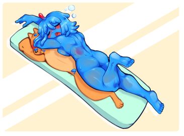 angel_sword_studios ass ass_focus blue_slime bodypillow buffpup_(vtuber) feet female leaflit nude objectification sleep sleeping slime slime_girl soles thighs toes twitch vchiban virtual_youtuber wide_hips