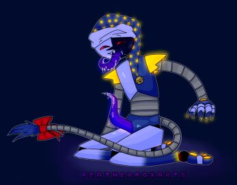 animatronic bell blue_body blue_fur cum cum_drip cum_in_mouth cum_on_body cum_on_face five_nights_at_freddy's fnaf freakiggy97 glowing glowing_genitalia glowing_markings glowing_penis long_tongue male male_only moon moondrop nightcap on_knees original original_artwork paws penis purple_penis ribbon robot robot_humanoid robotic smile solo solo_male tail tentacle tentacle_dick tentacle_penis