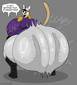 1girls absurd_res annoyed annoyed_expression ass ass_clapping ass_ripple big_ass big_breasts big_thighs black_eyes blonde_female blonde_hair boots bottomless breasts cat_ears cat_girl cat_tail catgirl crouching female gigantic_ass gigantic_thighs grey_body hi_res huge_ass huge_breasts huge_thighs hyper hyper_ass hyper_thighs massive_ass massive_thighs military_hat military_uniform original_character pupilless_eyes shaking_ass shaking_butt short_hair stemingbunbun tagme tagme_(character) talking_to_another thighs twerk twerking