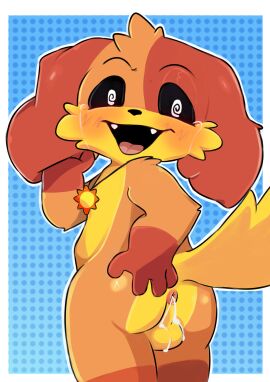 ass critters_(poppy_playtime) cum cum_in_anus cum_in_ass cum_inside dogday_(poppy_playtime) domestic_dog exhausted_raccoon furry_only male male_only no_humans orange_body orange_fur orange_skin poppy_playtime poppy_playtime_(chapter_3) simple_background simple_shading smiling_critters solo