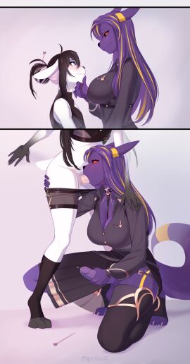 1boy 1futa 2024 2koma 4_toes 5_fingers anthro anthro_on_anthro anthro_penetrated anthro_penetrating anthro_penetrating_anthro balls begonia-z big_penis black_bottomwear black_clothing black_eyes black_hair black_legwear black_nose black_shirt black_shorts black_skirt black_socks black_stockings black_topwear black_vest blonde_hair blowjob blue_eyes blue_pupils blush bodily_fluids bottomwear bottomwear_down bracelet claws clothed clothing comic diego_(begonia-z) digitigrade duo eeveelution erection eye_contact feet fellatio femboy finger_claws fingers footwear fur furry furry_only futa_penetrated futa_with_male futanari genital_fluids genitals girly glans grey_body grey_bottomwear grey_clothing grey_fur grey_shorts hair hammerhead027 hand_on_face hi_res humanoid_genitalia humanoid_penis intersex interspecies jewelry kneeling lagomorph larger_anthro larger_futa larger_intersex larger_penetrated leaning leaning_forward leg_grab legwear leporid long_hair looking_at_another looking_down looking_up male male_on_futa male_penetrating mammal masturbation nervous_smile nintendo on_one_knee open_skirt oral oral_sex partially_clothed penetration penile penile_masturbation penis pink_hair pink_penis pokemon pokemon_(species) precum pupils purple_balls purple_body purple_claws purple_fur purple_glans purple_hair purple_penis rabbit red_sclera sex shirt shorts shorts_down size_difference skirt smaller_anthro smaller_male socks standing stockings tan_claws thigh_grab toe_claws toeless_legwear toeless_stockings toes topwear trap umbreon vest white_balls white_body white_fur yellow_body yellow_fur