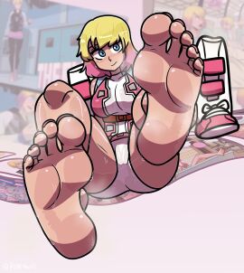 2d american barefoot blonde_hair blue_eyes bodysuit boots_removed comic_page dyed_hair epic_games feet female foot_fetish foot_focus fortnite fortnite:_battle_royale gwendolyn_poole gwenpool gwenpool_(fortnite) marvel marvel_cinematic_universe marvel_comics pink_hair reathroch smiling smiling_at_viewer soles steam steaming_body steamy sweat sweating_female sweaty sweaty_body tagme toes