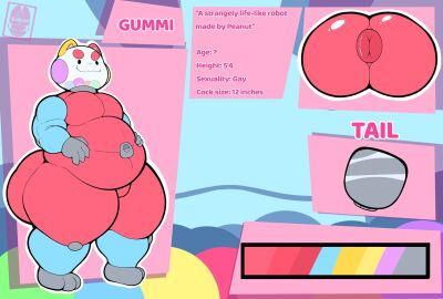 1boy absurd_res absurd_resolution absurdres animate_inanimate ass character_name character_sheet chubby chubby_belly chubby_male color color_palette digital_art digital_media_(artwork) gumball_machine gummi_(yamwamm) hi_res high_resolution highres machine male multicolored_body oc original_character puffy_anus sole_male solo_male tagme thick thick_ass thick_butt thick_hips thick_legs thick_thighs yamwamm