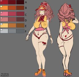 1girls ass atlus eye_glow fat_ass female female_only firm_fat hat impossible_clothes kanami_mashita mashita_kanami muscles persona persona_4 persona_4:_dancing_all_night shadow_persona smiling solo thick_ass thick_thighs wankofool