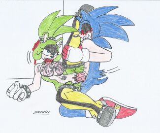 1boy 1girls black_eyes blood_in_mouth blue_body blue_eyes blue_fur bouncing_breasts breasts corpse creepypasta death demon_hedgehog ear_piercing empty_eyes female female_death gore green_body green_fur green_hair guro hole_on_body hybrid long_boots male male_penetrating_female marlon64 missionary_position naked_boots naked_female naked_gloves naked_with_shoes_on navel_piercing necrophilia nipple_piercing nipples open_mouth penetration penile penile_penetration penis penis_in_pussy piercing pussy pussy_juice pussy_piercing red_eyes red_penis rings rolling_eyes sex sideways sonic.exe sonic.exe_(character) sonic.exe_(series) sonic_(series) sonic_the_hedgehog_(series) straight surge_the_tenrec tongue tongue_out traditional_drawing_(artwork) vagina vaginal vaginal_penetration vaginal_sex white_background