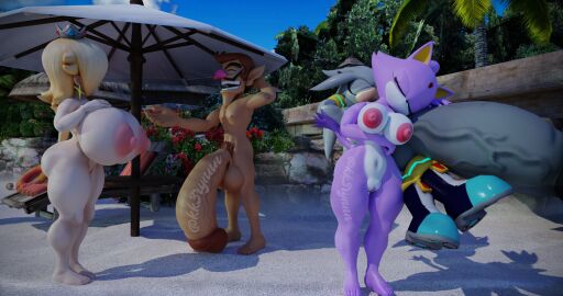 2boys 2girls 3d alternate_version_available anthro areolae barefoot blaze_the_cat breasts completely_nude couple couples female full_body furry human hyper hyper_penis kk3rynnn male mario_(series) naked naked_female nipples nude nude_female penis princess_rosalina pussy resting silver_the_hedgehog sonic_(series) super_mario_galaxy waluigi