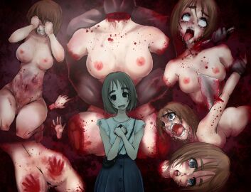 1boy 1girls amputee artist_request big_breasts breasts dead_body death dismemberment empty_eyes female female_death fucking gore guro headless male necrophilia quadruple_amputee raped_female