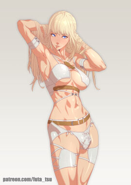 1futa balls big_breasts big_penis blonde_hair blue_eyes bottomless breasts clothed clothing final_fantasy final_fantasy_xiv futa_only futanari horny human intersex light-skinned_futa light_skin long_hair lyse_hext mostly_nude paid_reward pale_skin penis solo standing tomoyuki_kotani