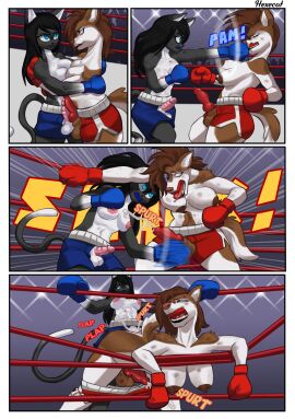 2futas ballbusting blue_boxing_gloves blue_gloves blue_shorts boxing boxing_gloves boxing_ring breasts canine_humanoid canine_penis cat_ears cat_tail clinch cum cum_on_breasts cumming dog_ears dog_tail duo feline_humanoid feline_penis female fight fighting_ring fucked_from_behind furry futa_on_female futa_only futa_penetrating futadom futanari genital_fluids gloves hexecat intersex long_hair original original_characters penis punching red_boxing_gloves red_gloves red_penis red_shorts red_trunks round_belly shorts tail topless trunk