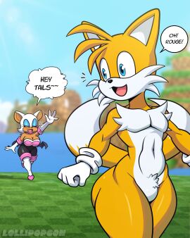 absurd_res age_difference anthro ass bat big_ass big_breasts big_butt breasts canid canine duo female fox hi_res lollipopcon male male/female mammal miles_prower older_female rouge_the_bat sega sky sonic_(series) sonic_the_hedgehog_(series) tails tails_the_fox younger_male