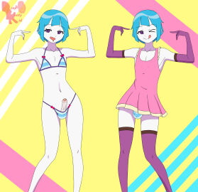 2femboys bikini bulge crossdressing deepbootykid dress drooling erect_penis femboy foreskin gay genderswap genderswap_(ftm) long_gloves male me!me!me! meme_(me!me!me!) penis rule_63 skirt thighhighs tongue tongue_out uncircumcised wink winking_at_viewer