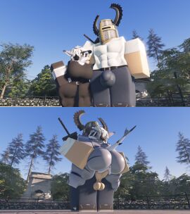 1boy 1girls 3d big_dom_small_sub female furry interspecies larger_male male male/female nekomaniaa nude_female_clothed_male outdoor_sex outdoors park roblox roblox_avatar robloxian self_upload size_difference smaller_female tagme tiger_shark