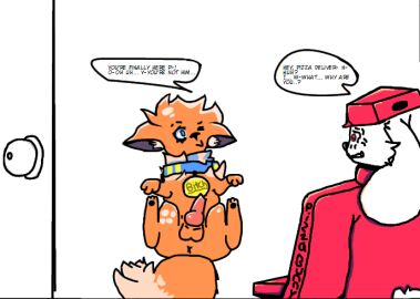 animal_genitalia animal_penis anthro anus ass canine_genitalia canine_penis clothed clothed_male clothing collar confusion container delivery_(commerce) delivery_employee duo ears_down eeveelution facial_piercing feral genitals hat headgear headwear jacket lagomorph leporid male male/male mammal nintendo nose_piercing nose_ring nude penis piercing pivoted_ears pizza_box pokemon pokemon_(species) rabbit ring_piercing shocked speech_bubble starlakeblues text text_on_clothing text_on_topwear topwear worried worried_face