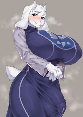 1futa anthro breasts bulge clothing female fully_clothed futanari hi_res huge_cock intersex large_breasts milf penis pondbs toriel uncensored undertale white_body