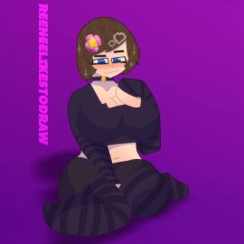 1girls big_breasts blush breasts cleavage female jenny_belle_(slipperyt) looking_at_viewer minecraft solo