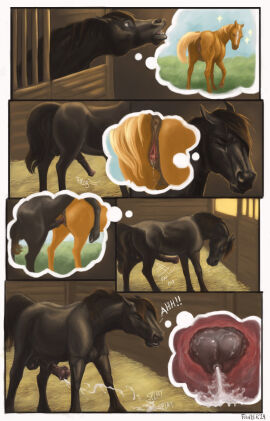 anatomically_correct anatomically_correct_anus anatomically_correct_genitalia anatomically_correct_penis anatomically_correct_pussy animal_genitalia animal_penis animal_pussy anus ass backsack balls ballsack barn becoming_erect belly_slapping big_flare black_balls black_body black_fur black_penis black_pussy black_sheath bodily_fluids border breasts clitoral_winking clitoris closed_eyes comic crotchboobs cum cum_drip cum_in_pussy cum_inside cum_on_ground cumshot dreaming dripping duo ejaculation english_text equid equine equine_anus equine_genitalia equine_penis equine_pussy erection fantasizing female female_penetrated feral feral_on_feral feral_penetrated feral_penetrating feral_penetrating_feral flared_penis flehmen_response fowler17 from_behind_position fur genital_fluids genitals hair hands-free hay hi_res hooves horse inside internal internal_vaginal intraspecies looking_pleasured male male/female male_penetrating male_penetrating_female mammal mane masturbation medial_ring moan nude open_mouth orgasm orgasm_face penetration penile penile_masturbation penile_penetration penis penis_in_pussy pink_penis pussy quadruped sex sheath sound_effects stable tail tail_aside teeth text thought_bubble vaginal_fluids vaginal_penetration