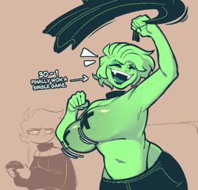 1boy1girl biro_(inkplasm) breasts female ghost incest inka_(inkplasm) inka_(welwraith) large_breasts male nipple_pasties sibling_(lore) siblings swinging_breasts tagme topless welwraith